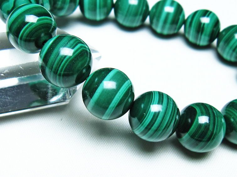 マラカイト ブレスレット 13mm 一点物 111-40458