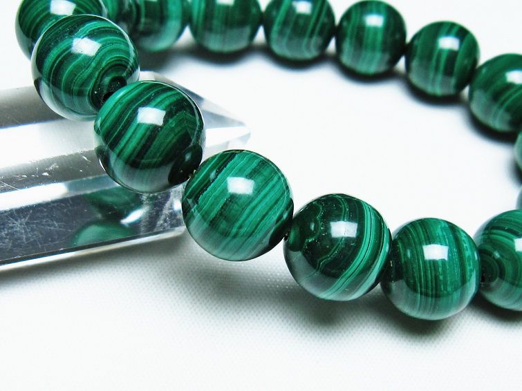 マラカイト ブレスレット 13mm 一点物 111-40459
