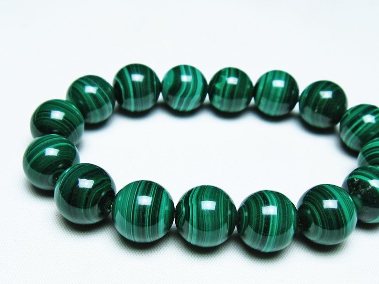 マラカイト ブレスレット 13mm 一点物 111-40461