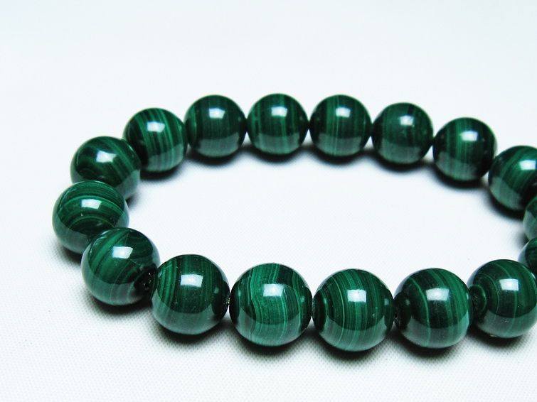 マラカイト ブレスレット 13mm 一点物 111-40463