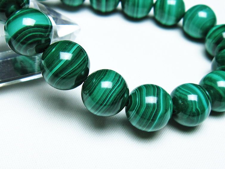 マラカイト ブレスレット 13mm 一点物 111-40465