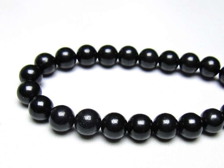 シュンガイト ブレスレット 8mm 一点物 メール便可 111-49687