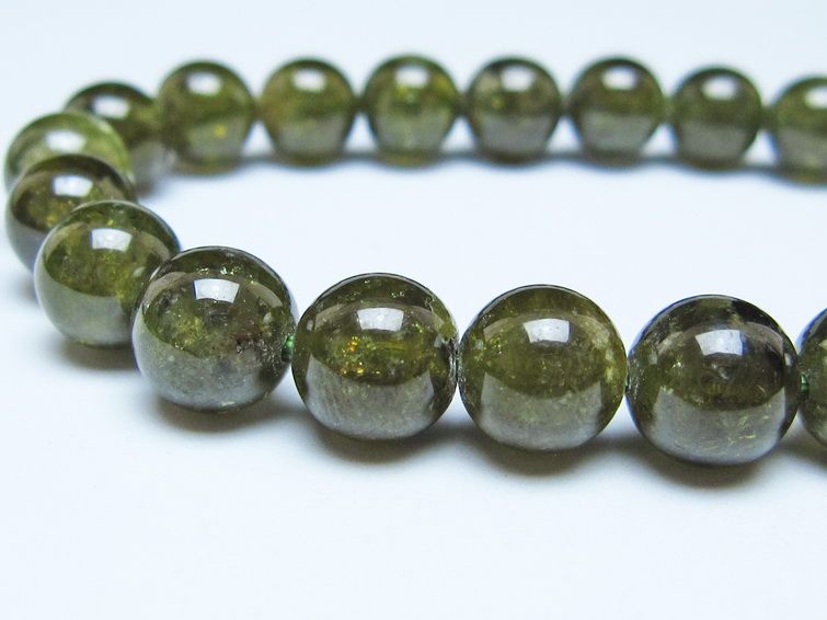 ツァボライト ブレスレット 9mm 一点物 メール便可 111-49814