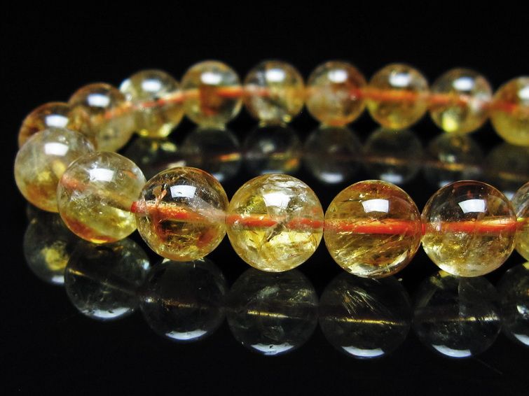 シトリン ブレスレット 虹入り 10mm シトリンクォーツ ブレス メール便可 一点物 111-50366