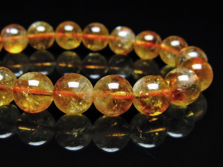 シトリン ブレスレット 虹入り 10mm シトリンクォーツ ブレス メール便可 一点物 111-50367