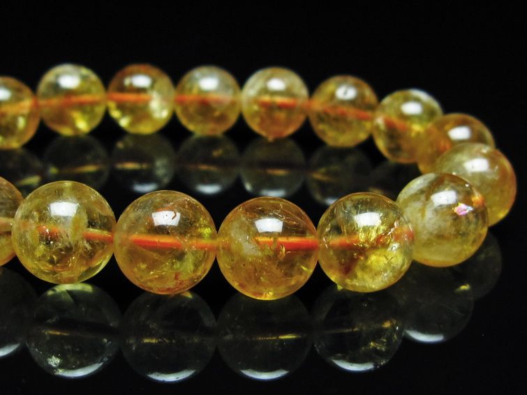 シトリン ブレスレット 虹入り 11mm シトリンクォーツ ブレス メール便可 一点物 111-50376