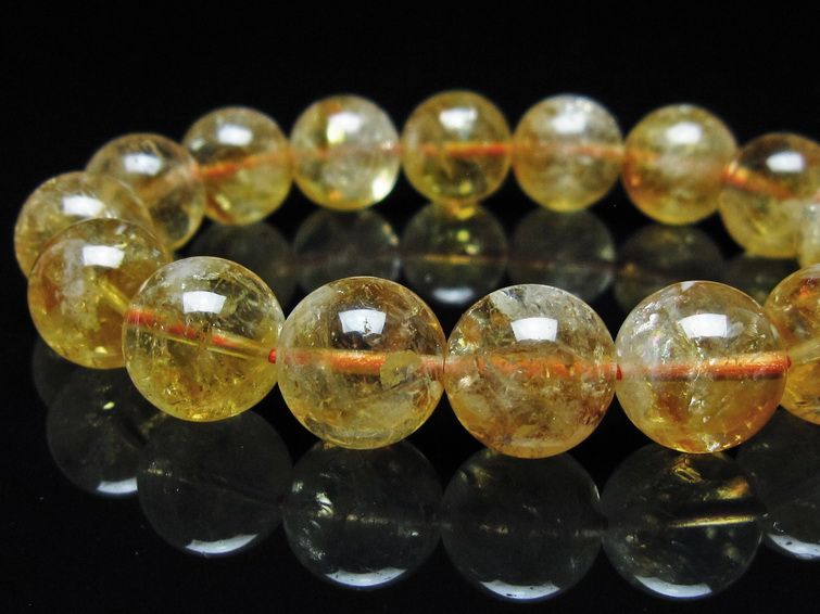 シトリン ブレスレット 虹入り 12mm シトリンクォーツ ブレス メール便可 一点物 111-50392