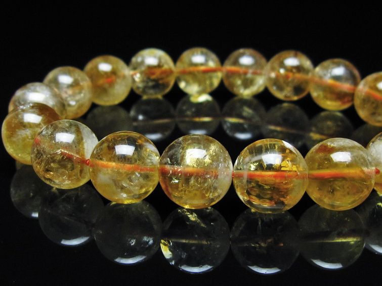 シトリン ブレスレット 虹入り 12mm シトリンクォーツ ブレス メール便可 一点物 111-50395