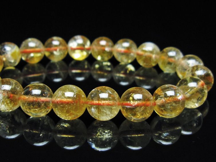 シトリン ブレスレット 虹入り 10mm シトリンクォーツ ブレス メール便可 一点物 111-50399