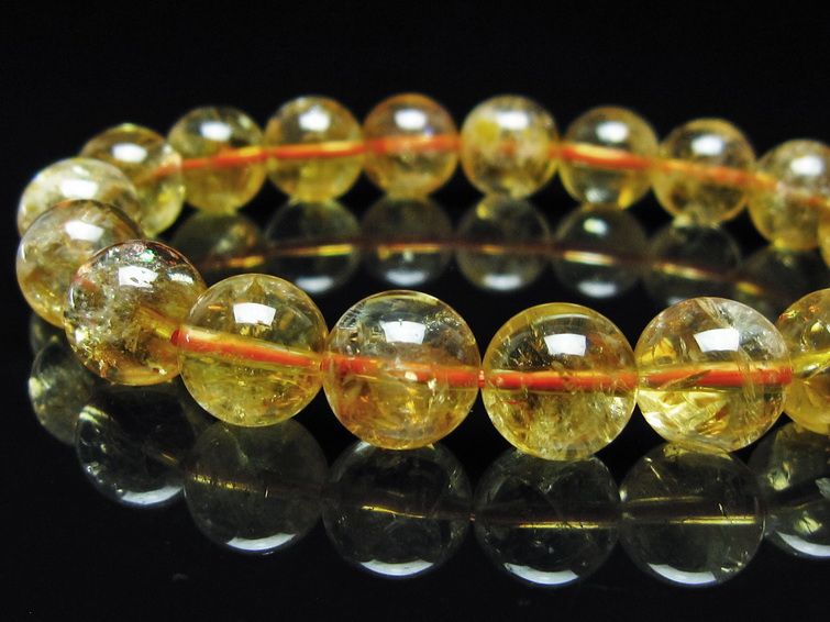 シトリン ブレスレット 虹入り 10mm シトリンクォーツ ブレス メール便可 一点物 111-50414