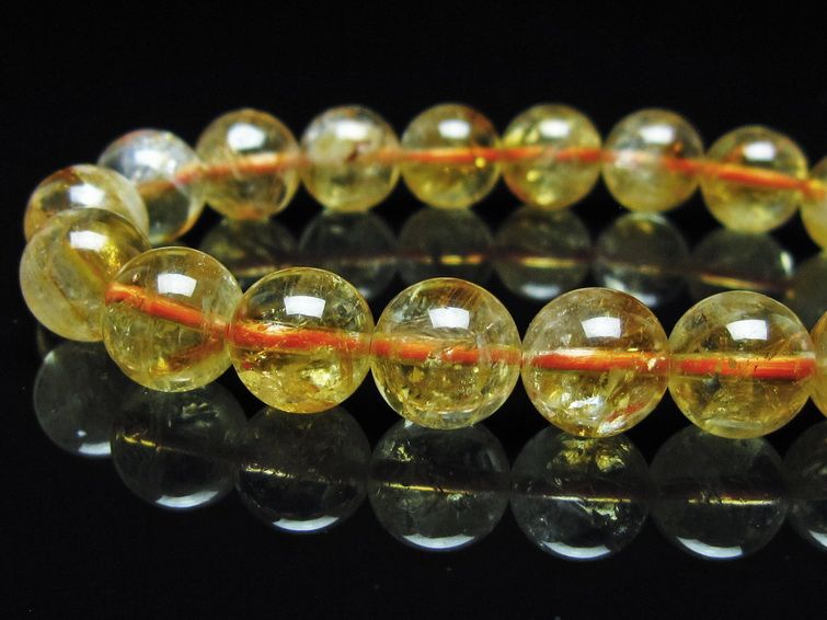 シトリン ブレスレット 虹入り 10mm シトリンクォーツ ブレス メール便可 一点物 111-50415