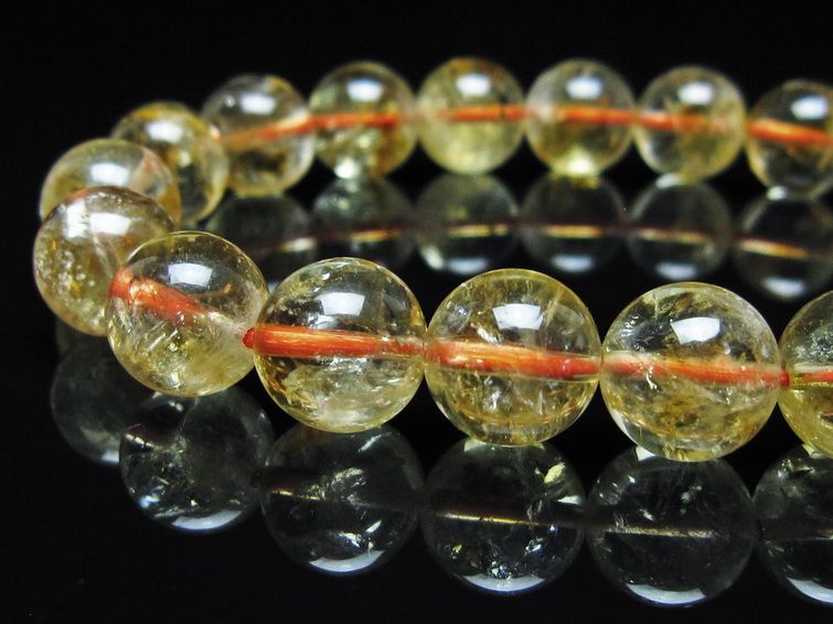 シトリン ブレスレット 虹入り 11mm シトリンクォーツ ブレス メール便可 一点物 111-50418