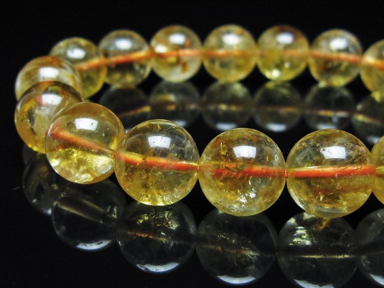 シトリン ブレスレット 虹入り 11mm シトリンクォーツ ブレス メール便可 一点物 111-50420