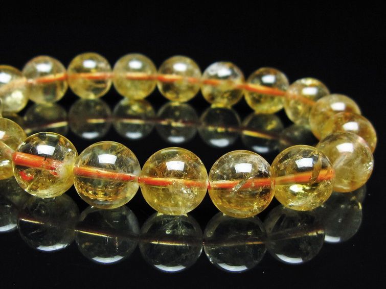 シトリン ブレスレット 虹入り 11mm シトリンクォーツ ブレス メール便可 一点物 111-50421
