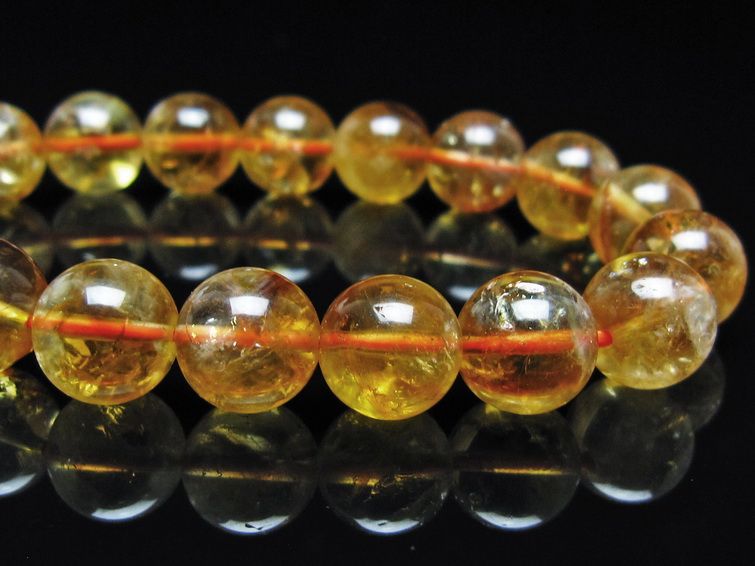 シトリン ブレスレット 虹入り 11mm シトリンクォーツ ブレス メール便可 一点物 111-50428