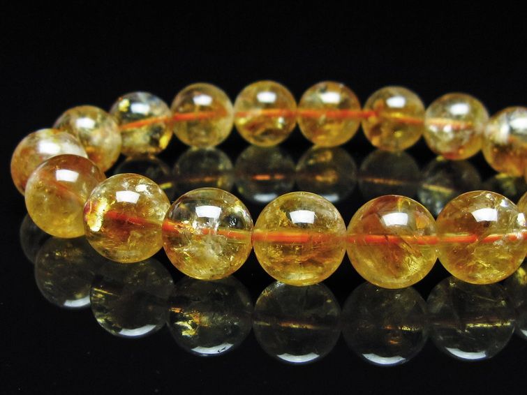 シトリン ブレスレット 虹入り 11mm シトリンクォーツ ブレス メール便可 一点物 111-50434