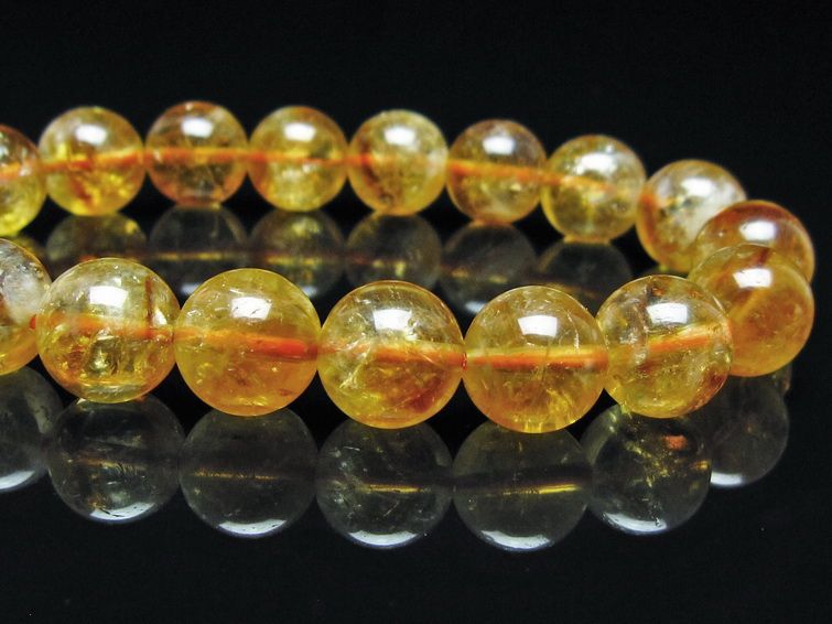 シトリン ブレスレット 虹入り 11mm シトリンクォーツ ブレス メール便可 一点物 111-50437