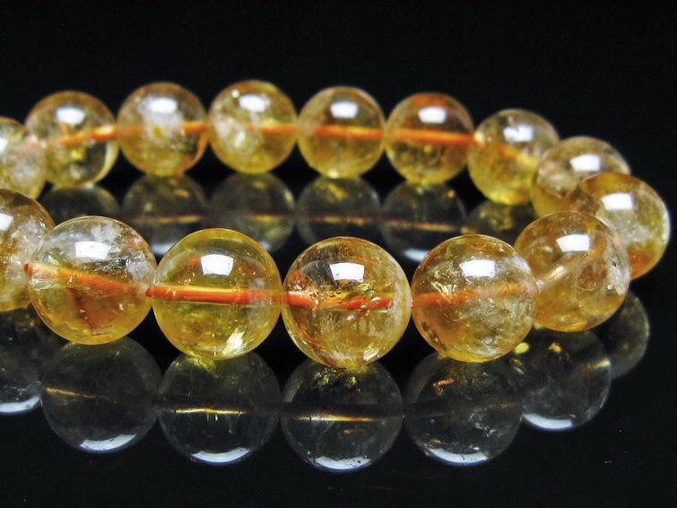 シトリン ブレスレット 虹入り 13mm シトリンクォーツ ブレス メール便可 一点物 111-50442