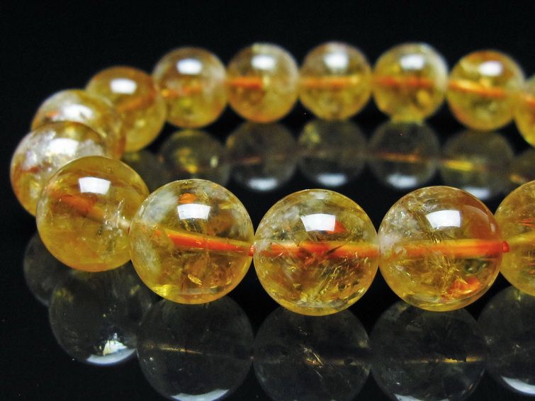 シトリン ブレスレット 虹入り 12mm シトリンクォーツ ブレス メール便可 一点物 111-50449