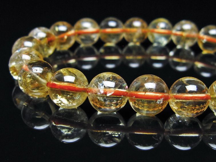 シトリン ブレスレット 虹入り 9mm シトリンクォーツ ブレス メール便可 一点物 111-50462