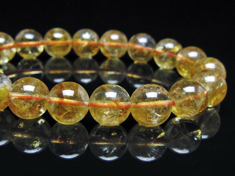 シトリン ブレスレット 虹入り 11mm シトリンクォーツ ブレス メール便可 一点物 111-50473