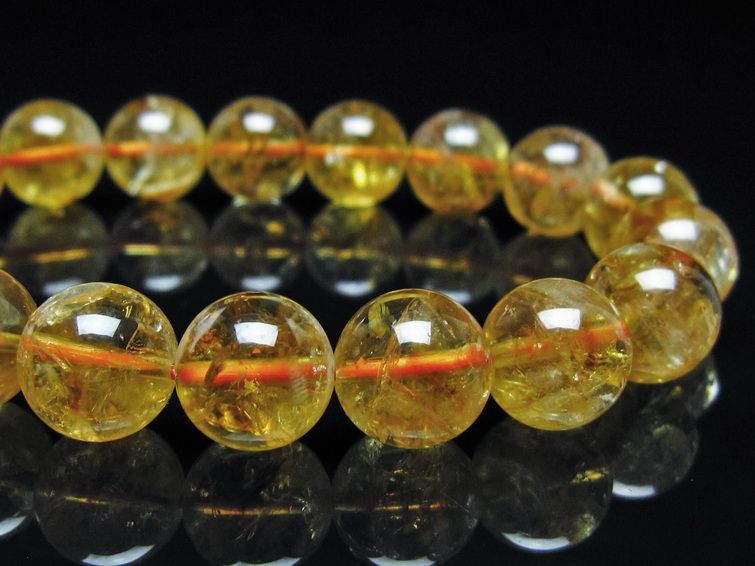シトリン ブレスレット 虹入り 11mm シトリンクォーツ ブレス メール便可 一点物 111-50476