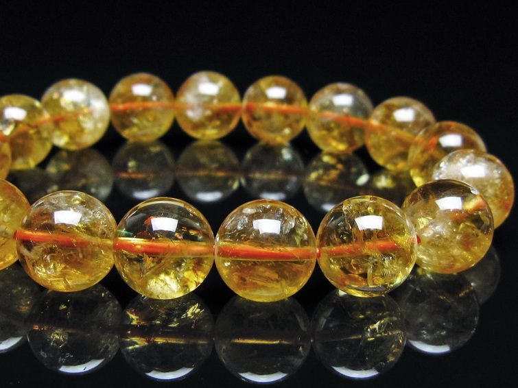 シトリン ブレスレット 虹入り 12mm シトリンクォーツ ブレス メール便可 一点物 111-50485