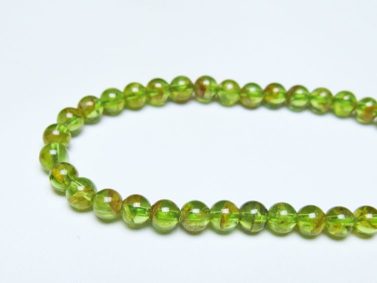 ペリドット ブレスレット 5mm メール便可 一点物 111-50653