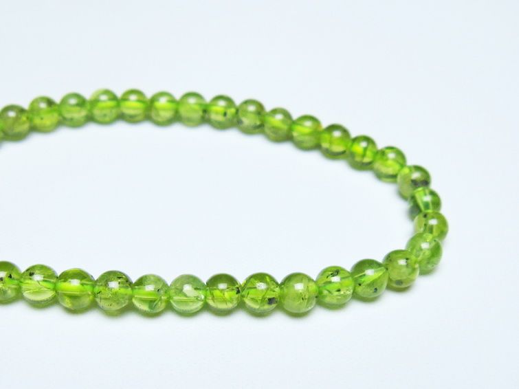 ペリドット ブレスレット 5mm メール便可 一点物 111-50684