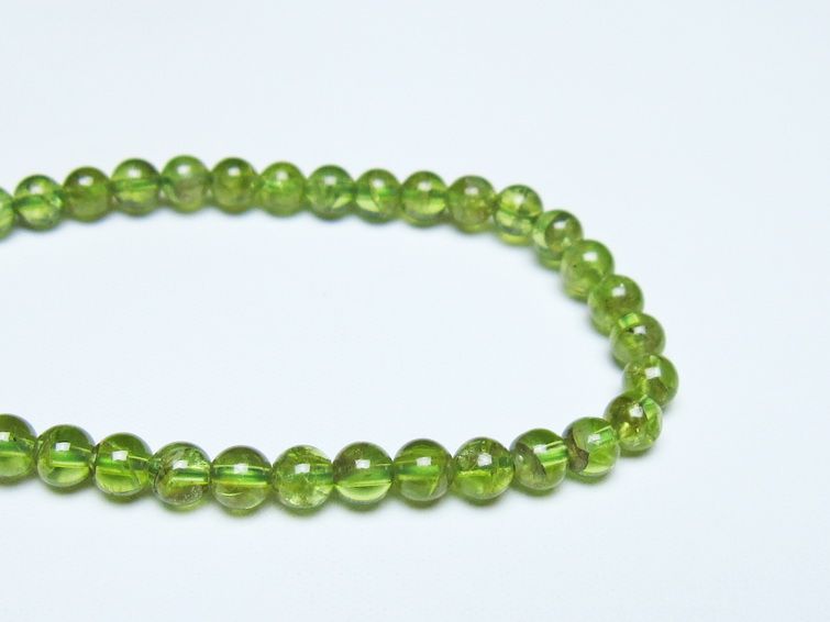 ペリドット ブレスレット 5mm メール便可 一点物 111-50686