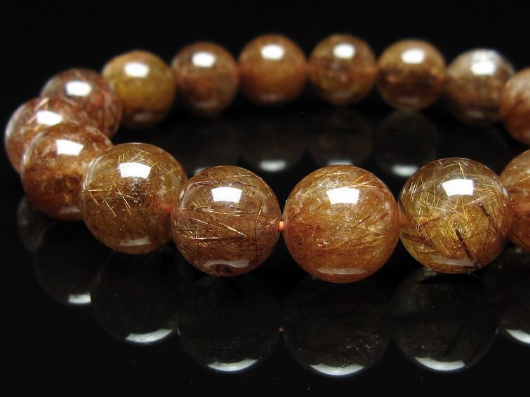 ルチルクォーツ ブレスレット 13mm ブロンズルチル ブレス 一点物 111-50714