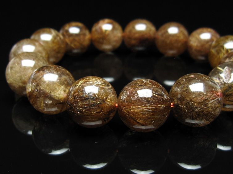 ルチルクォーツ ブレスレット 14mm ブロンズルチル ブレス 一点物 111-50715