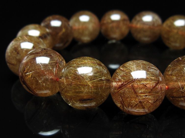 ルチルクォーツ ブレスレット 16mm ブロンズルチル ブレス 一点物 111-50717