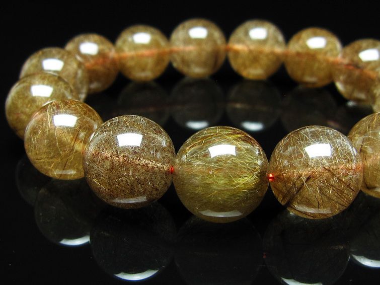 ルチルクォーツ ブレスレット 14mm ブロンズルチル ブレス 一点物 111-50750