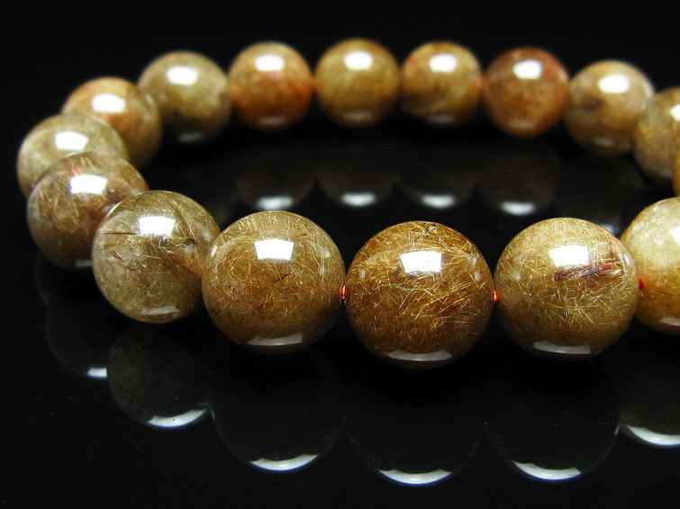 ルチルクォーツ ブレスレット 12mm ブロンズルチル ブレス 一点物 111-50751