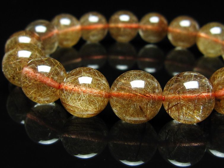 ルチルクォーツ ブレスレット 12mm ブロンズルチル ブレス 一点物 111-50753