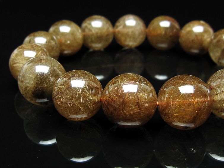 ルチルクォーツ ブレスレット 16mm ブロンズルチル ブレス 一点物 111-50768