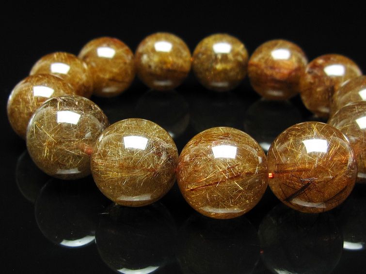ルチルクォーツ ブレスレット 18mm ブロンズルチル ブレス 一点物 111-50772