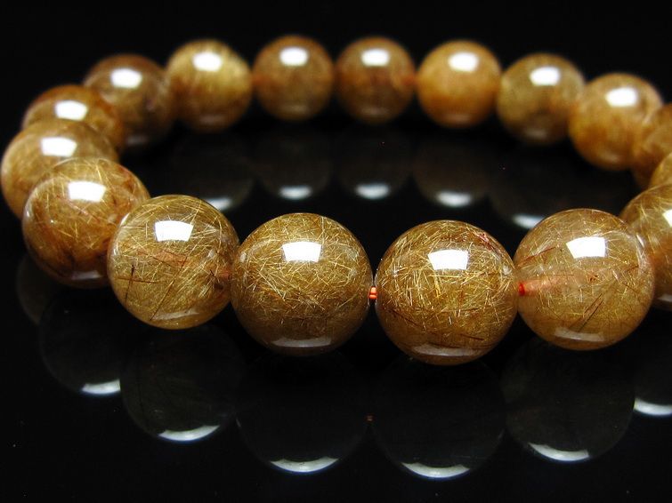 ルチルクォーツ ブレスレット 12mm ブロンズルチル ブレス 一点物 111-50776