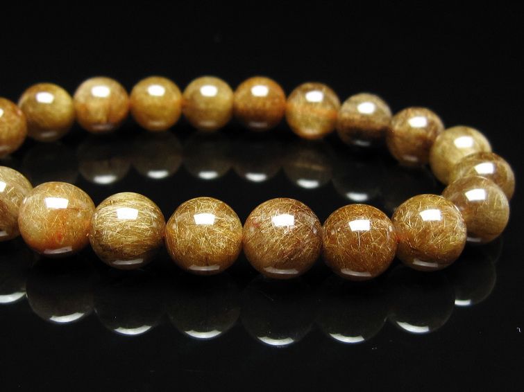ルチルクォーツ ブレスレット 10mm ブロンズルチル ブレス 一点物 111-50778