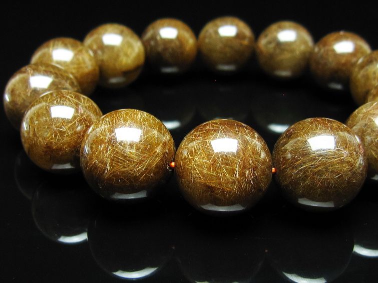 ルチルクォーツ ブレスレット 17mm ブロンズルチル ブレス 一点物 111-50789