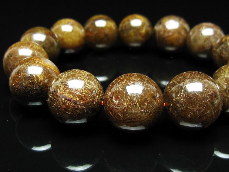 ルチルクォーツ ブレスレット 16mm ブロンズルチル ブレス 一点物 111-50793