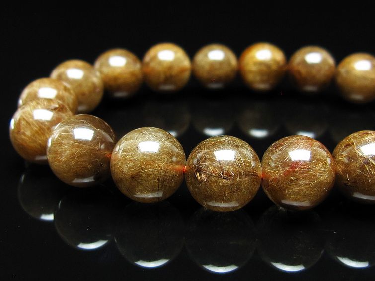 ルチルクォーツ ブレスレット 12mm ブロンズルチル ブレス 一点物 111-50798