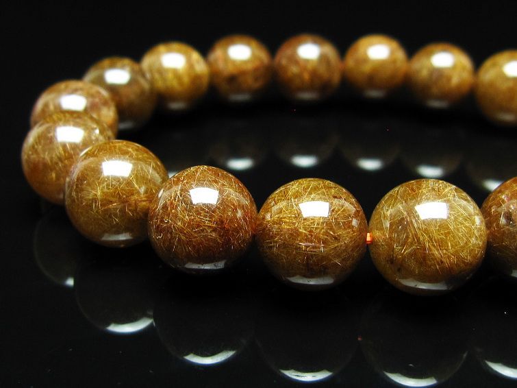 ルチルクォーツ ブレスレット 12mm ブロンズルチル ブレス 一点物 111-50800