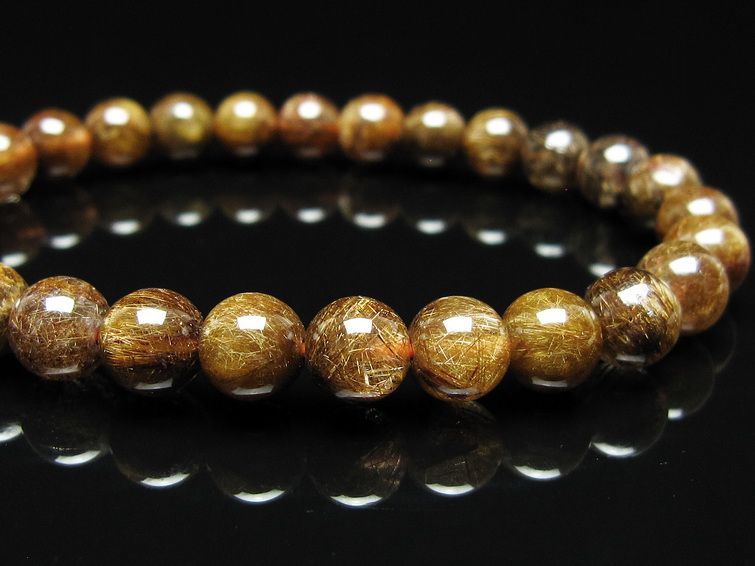 ルチルクォーツ ブレスレット 8mm ブロンズルチル ブレス 一点物 111-50804