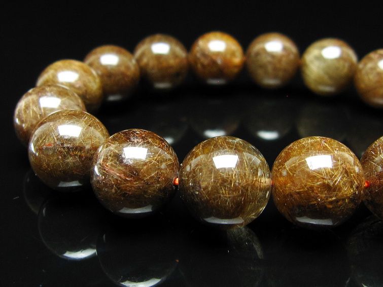 ルチルクォーツ ブレスレット 13mm ブロンズルチル ブレス 一点物 111-50814