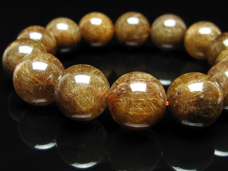 ルチルクォーツ ブレスレット 16mm ブロンズルチル ブレス 一点物 111-50816