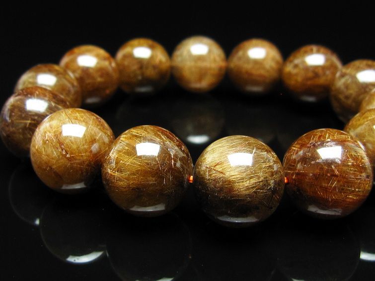 ルチルクォーツ ブレスレット 16mm ブロンズルチル ブレス 一点物 111-50817