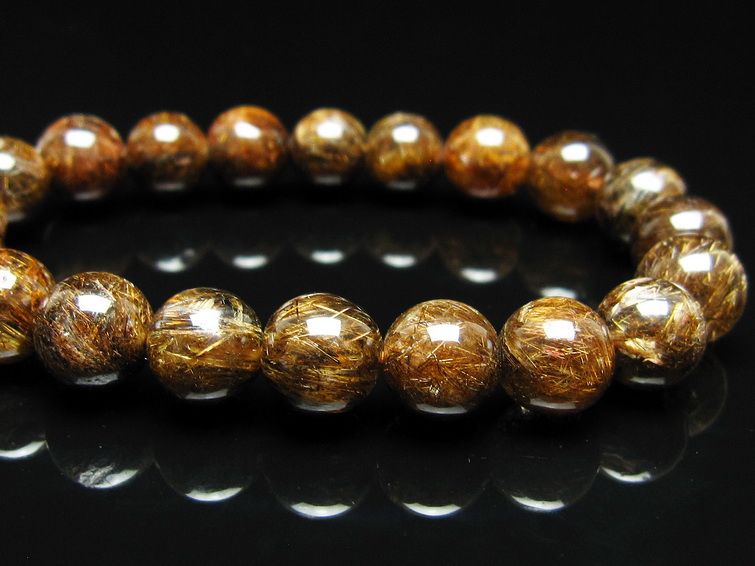 ルチルクォーツ ブレスレット 10mm ブロンズルチル ブレス 一点物 111-50826