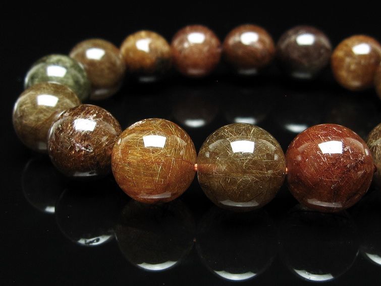 ルチルクォーツ ブレスレット 13mm ブロンズルチル ブレス 一点物 111-50832